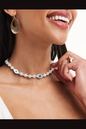 ASOS Short necklace with faux pearl and eye design