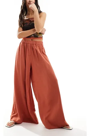 Object Wide leg fluid pants in burnt