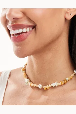 ASOS Short necklace with real semi precious chips in neutral design
