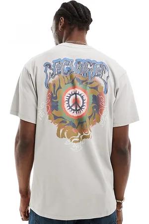 Reclaimed Oversized t-shirt with skate back graphic in stone