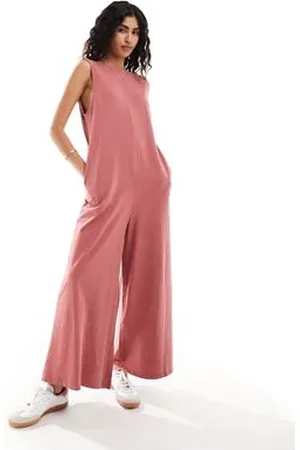 ASOS Cami washed jersey jumpsuit with pocket detail in rose pink