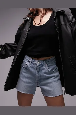 Topshop Denim comfort stretch shorts in bleach