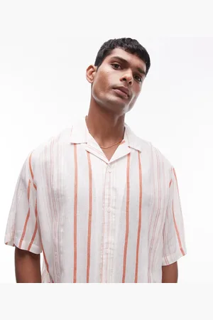 Topman Short sleeve textured striped shirt in