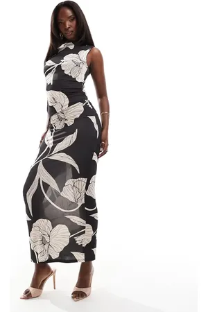 ASOS Slinky maxi skirt in oversized black and white floral - part of a set