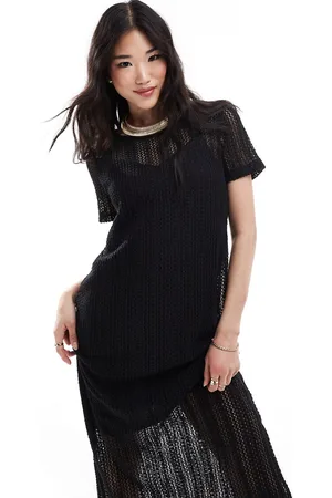 VILA Crochet t-shirt maxi dress in