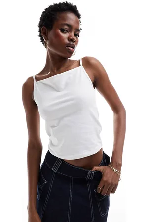 COLLUSION Straight neck tank top in white