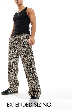 ASOS Wide pants in leopard print with elasticated waist