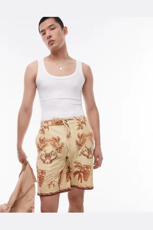 Topman Relaxed printed shorts in stone