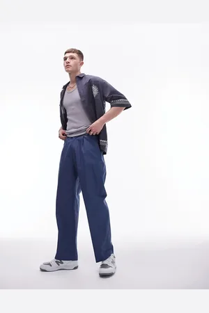 Topman Smart compact cotton wide leg pants in