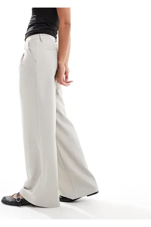 COLLUSION Relaxed wide leg tailored pants in stone