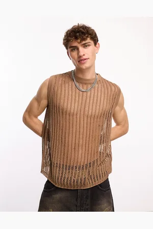 COLLUSION Crochet knitted oversized tank top in mocha
