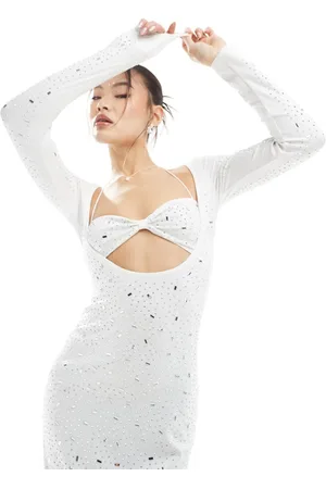 Murci Exclusive diamante cut out long sleeve maxi dress in
