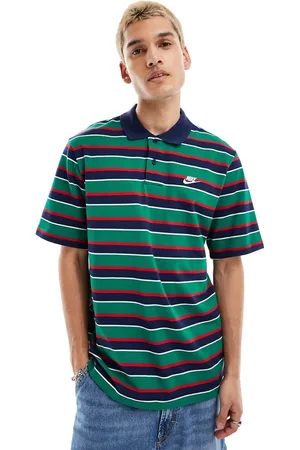 Nike Club striped polo shirt in and green