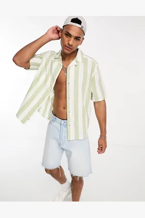 Only & Sons Oversized revere collar stripe shirt in