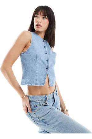 ASOS Denim suit vest in bleach
