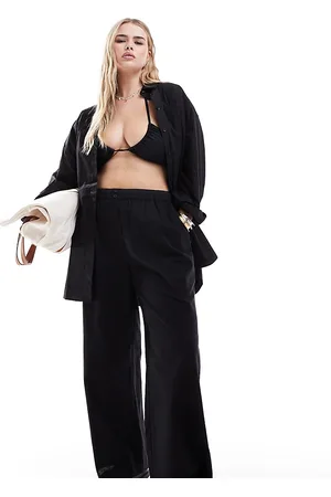 COLLUSION Plus beach linen look straight leg boxer pants in