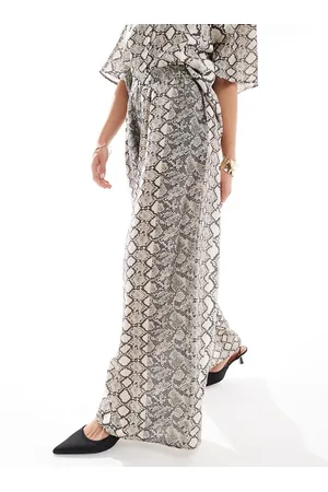 Object Wide leg fluid pants in snake print - part of a set