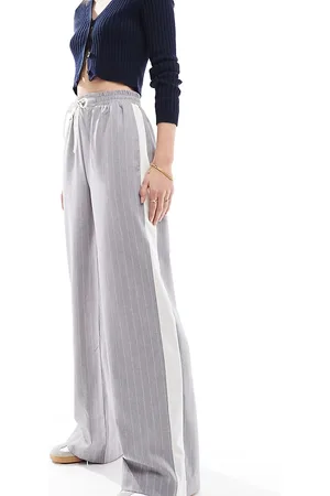 ASOS ASOS DESIGN Tall pull-on pants with contrast panel in gray stripe