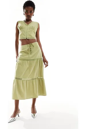 Bailey Rose Corset waist prairie skirt in avocado - part of a set