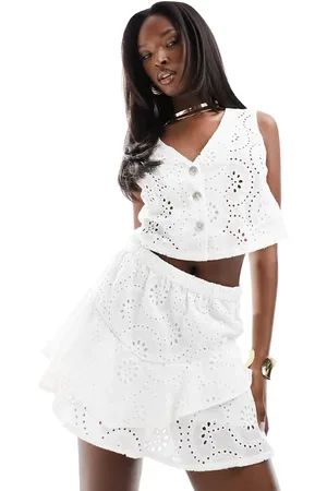 Kaiia Broderie button detail sleeveless top in - part of a set