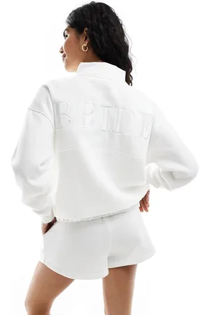 Six Stories Bride half zip sweatshirt in ivory