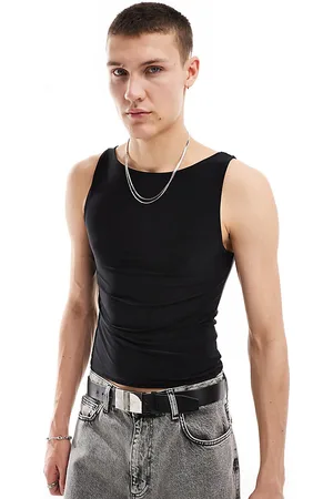COLLUSION Slash neck muscle fit tank top in