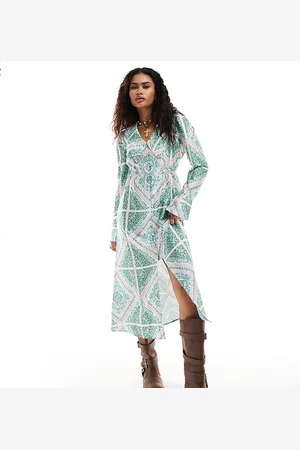 Reclaimed Inspired collar midi tea dress