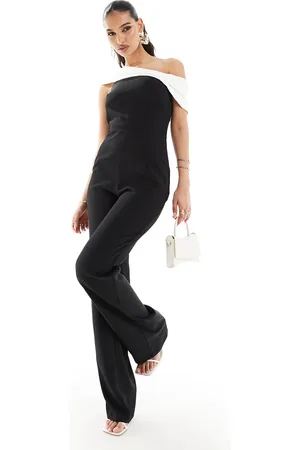 Vesper Bandeau contrast jumpsuit in monochrome