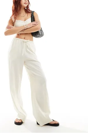 Weekday Mia linen mix pants in off