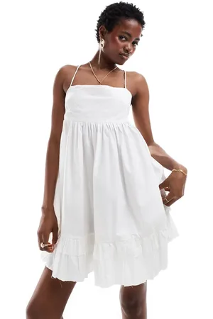Weekday Rosella mini babydoll dress in off