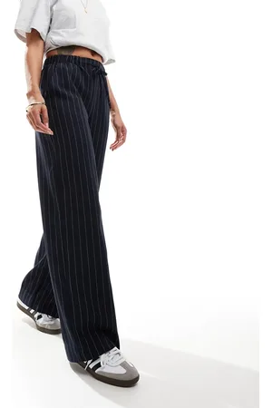 ASOS Tailored pull on pants in navy stripe