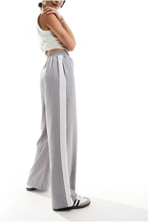 ASOS Pull-on pants with contrast panel in gray stripe