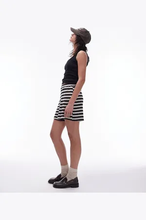Topshop Striped knit beach shorts in and white