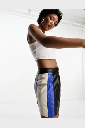 ONLY Faux leather motor mini skirt in black and blue - part of a set
