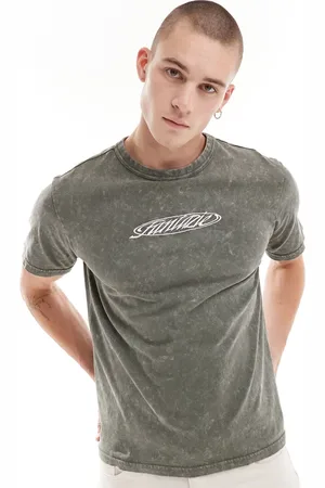 Weekday Toby boxy fit T-shirt with graphic print in khaki acid wash