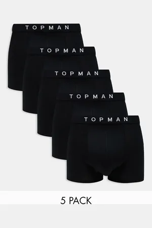 Topman 5 pack briefs in black with black waistbands