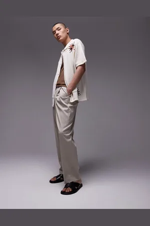Topman Wide leg pants in stone
