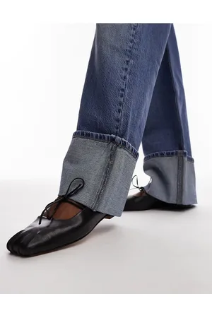 Topshop Bridget leather ballet flats with pinched toe in