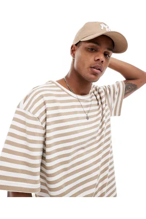 Only & Sons Oversize T-shirt with & beige stripe