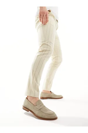 WALK LONDON Valentine Saddle Loafers In Stone Suede