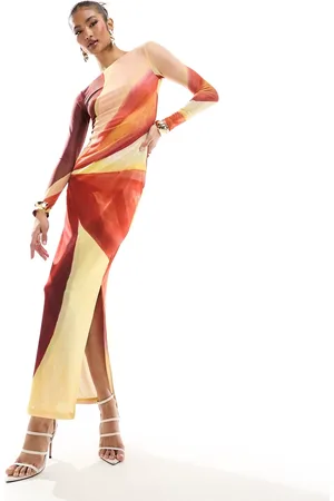 Farai London Aphrodite mesh maxi dress in red and cream flower