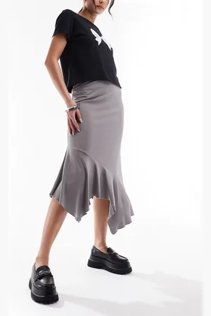 Monki Asymmetric midi skirt in