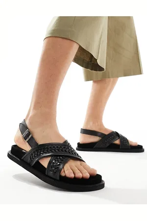 WALK LONDON Shore Weave Backstrap Sandals In Leather