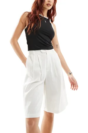 Stradivarius Linen look jorts in ecru