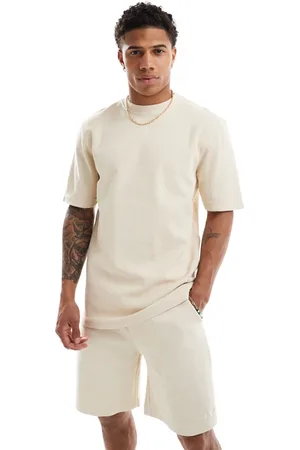 River Island Waffle t-shirt in light stone - part of a set