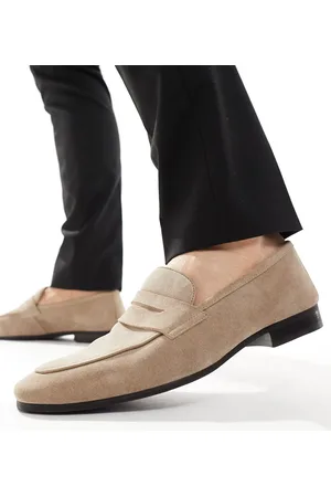 WALK LONDON Capri Saddle Loafers in Taupe Suede