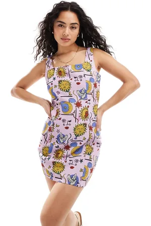 VERO MODA Seam detail mini dress in sun and moon print