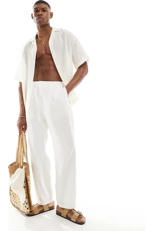 Weekday Seth linen pants in off