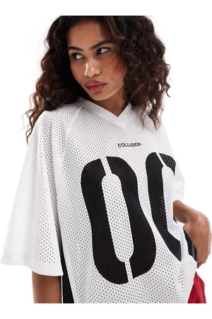 COLLUSION Oversized sports tee with number graphic in ivory