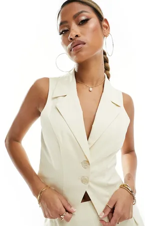 Kaiia Tailored vest in ecru, part of a set